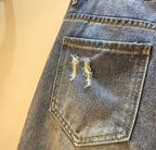 Streetwear Fashion Ripped Crystal Loose Shorts Jorts