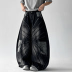 Streetwear Lightning Camo Washed Blade Baggy Jeans