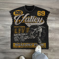 Men's Vintage Motorcycle Letter Print Vest
