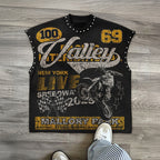 Men's Vintage Motorcycle Letter Print Vest