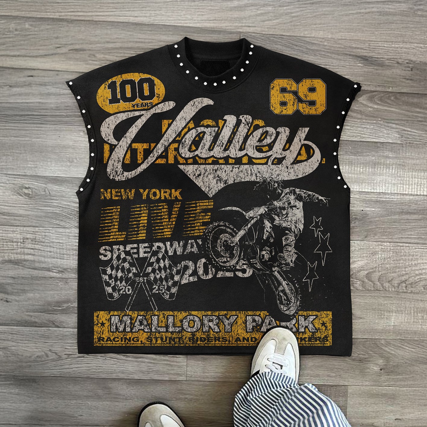 Men's Vintage Motorcycle Letter Print Vest