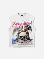 Angels Praying Skull Graphic Tank Top