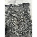 Retro Y2k Gothic Spider Embroidered Denim Shorts