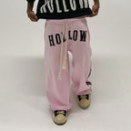 Retro Letter Print Trendy Drawstring Double Waist Sweatpants