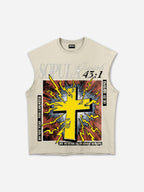 Isaiah 41：10 God Is With Me Vintage Cross Graphic Tank Top