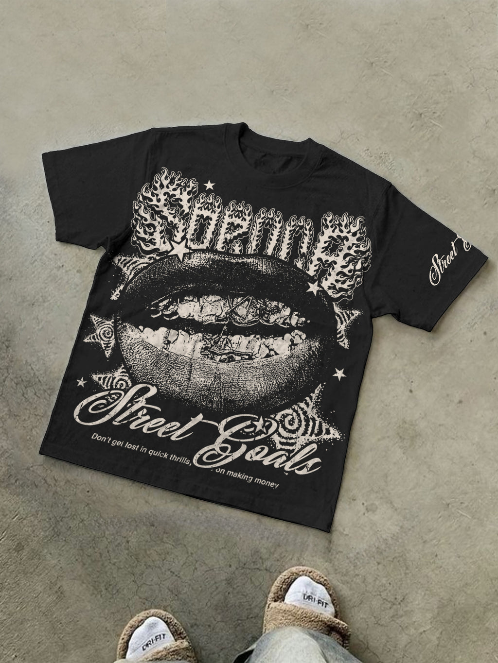 Street Goals Lip Braces Make Vintage Printed Graphic Cotton T-shirt