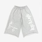Text Pattern Drawstring Casual Pocket 3/4 Shorts