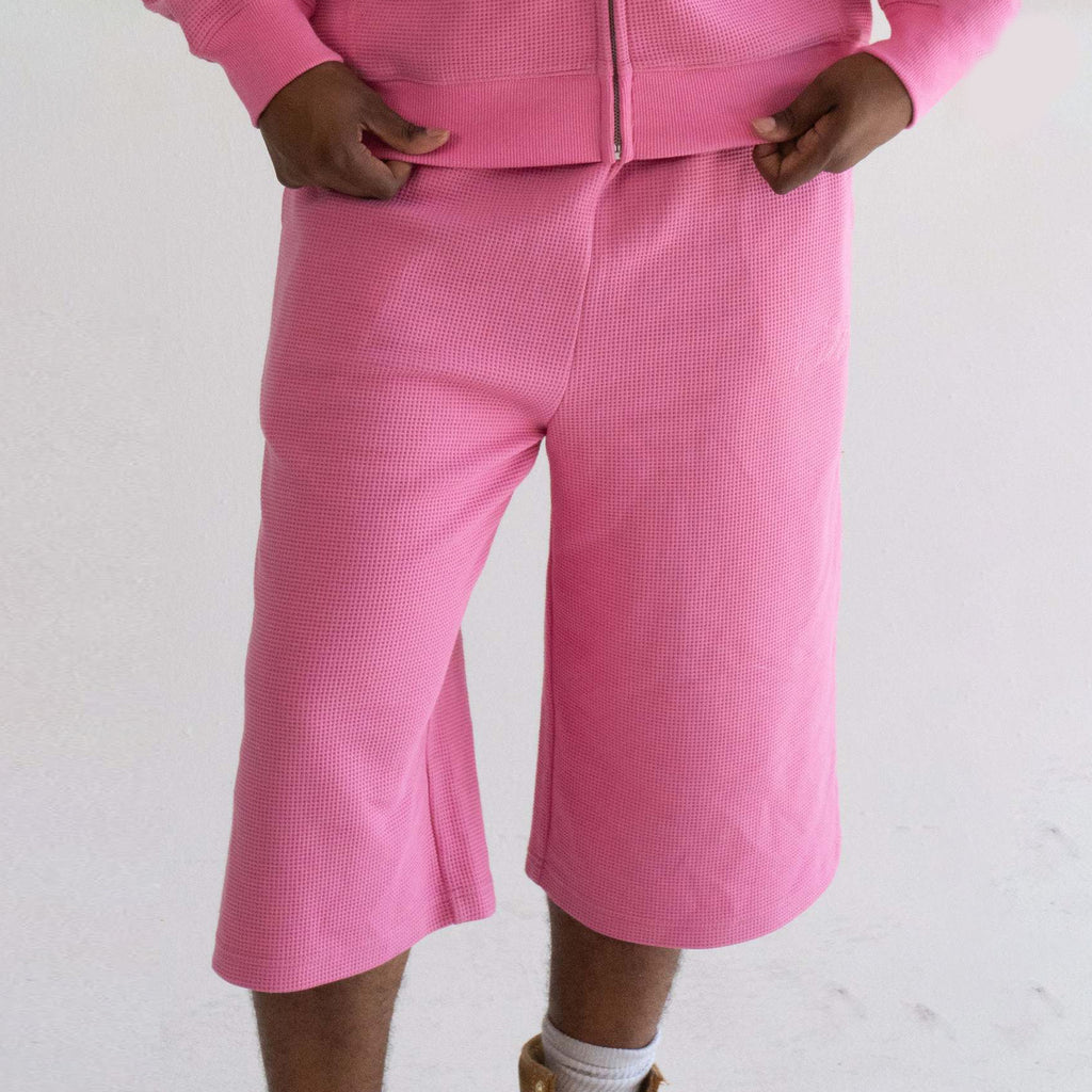 Waffle Elastic Waist Athletic Shorts