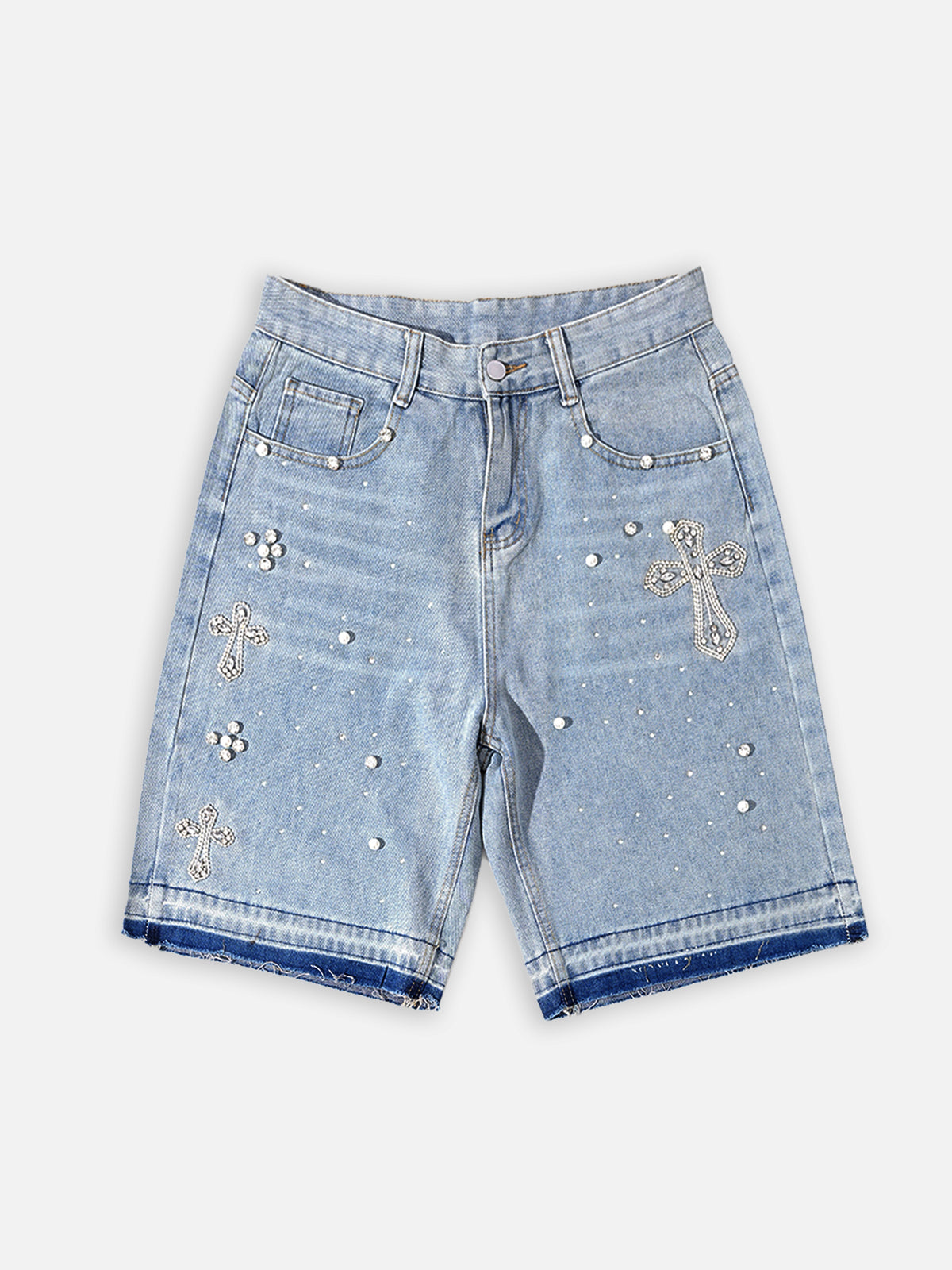 Hiphop Cross Hot Diamond Genuine Denim Shorts