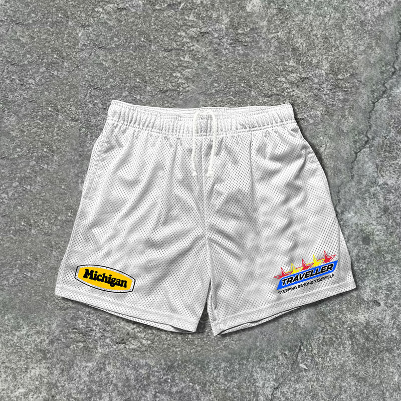 Casual Michigan Traveler Mesh Drawstring Shorts