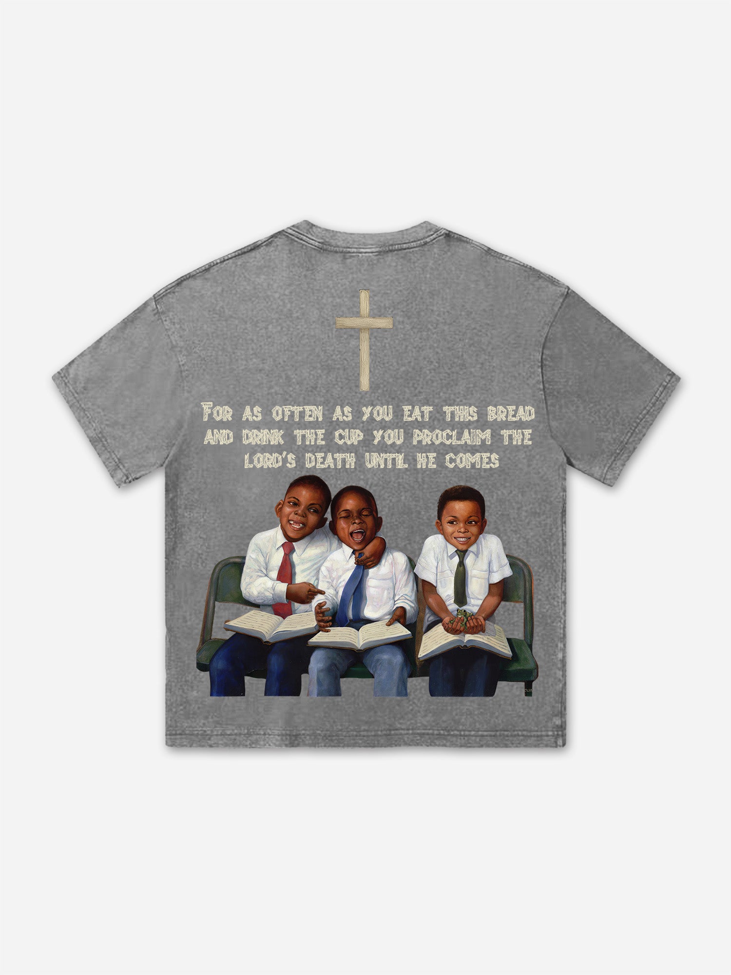 Retro First Sunday Faith Graphic Print Acid Washed T-shirt