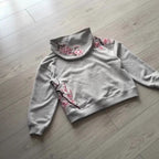 Harajuku Retro Cherry Blossom Embroidery Personalized Zipper Hoodie
