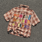 Mental Health Matters Letter Sticker Graphic Plaid Jacket Shirt