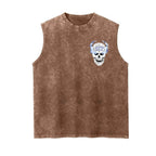 Men's Retro Skull Pattern Acid Washed Sports Vest