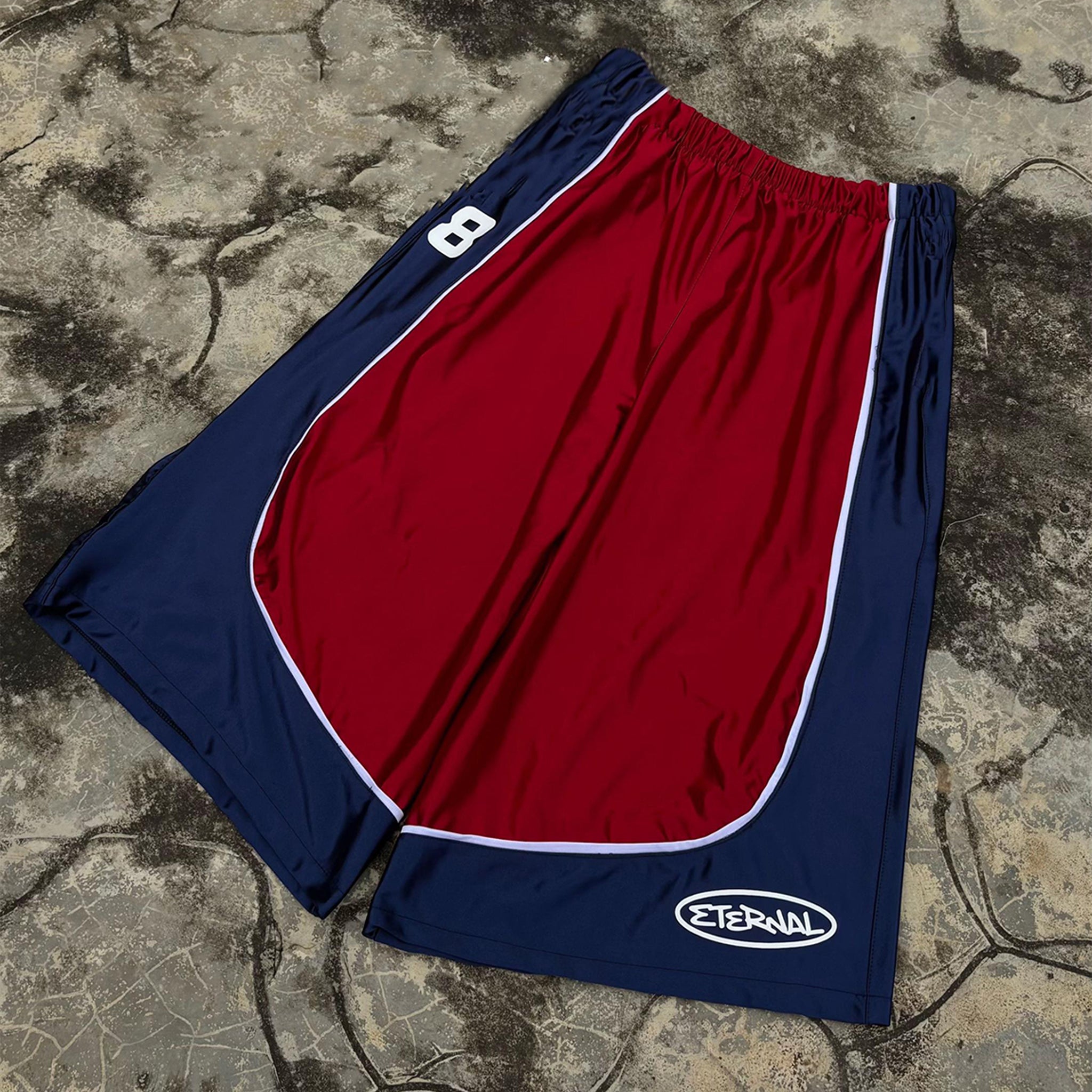 Dragon Pattern Patchwork Drawstring 3/4 Basketball Shorts