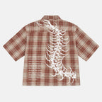 Dark Centipede Skeletal Graphic Plaid Jacket Shirt