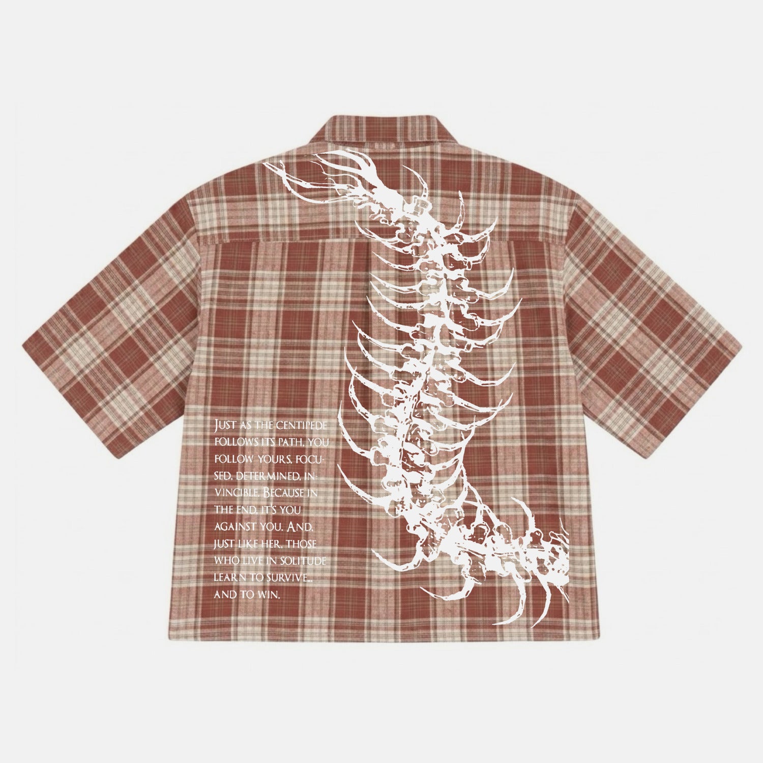 Dark Centipede Skeletal Graphic Plaid Jacket Shirt