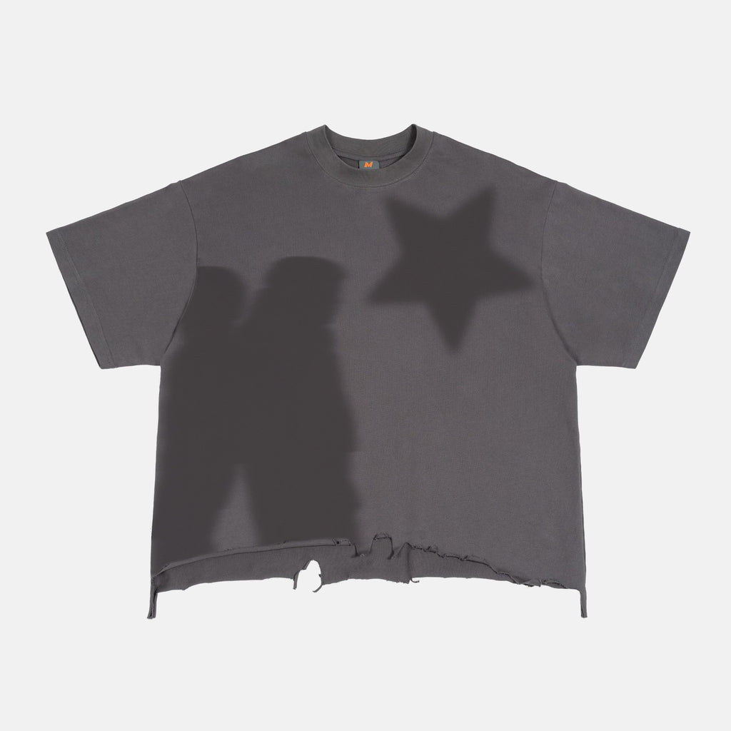 Street Y2k Virtual Shadow Graphic Crop Ripped T-shirt