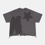 Street Y2k Virtual Shadow Graphic Crop Ripped T-shirt