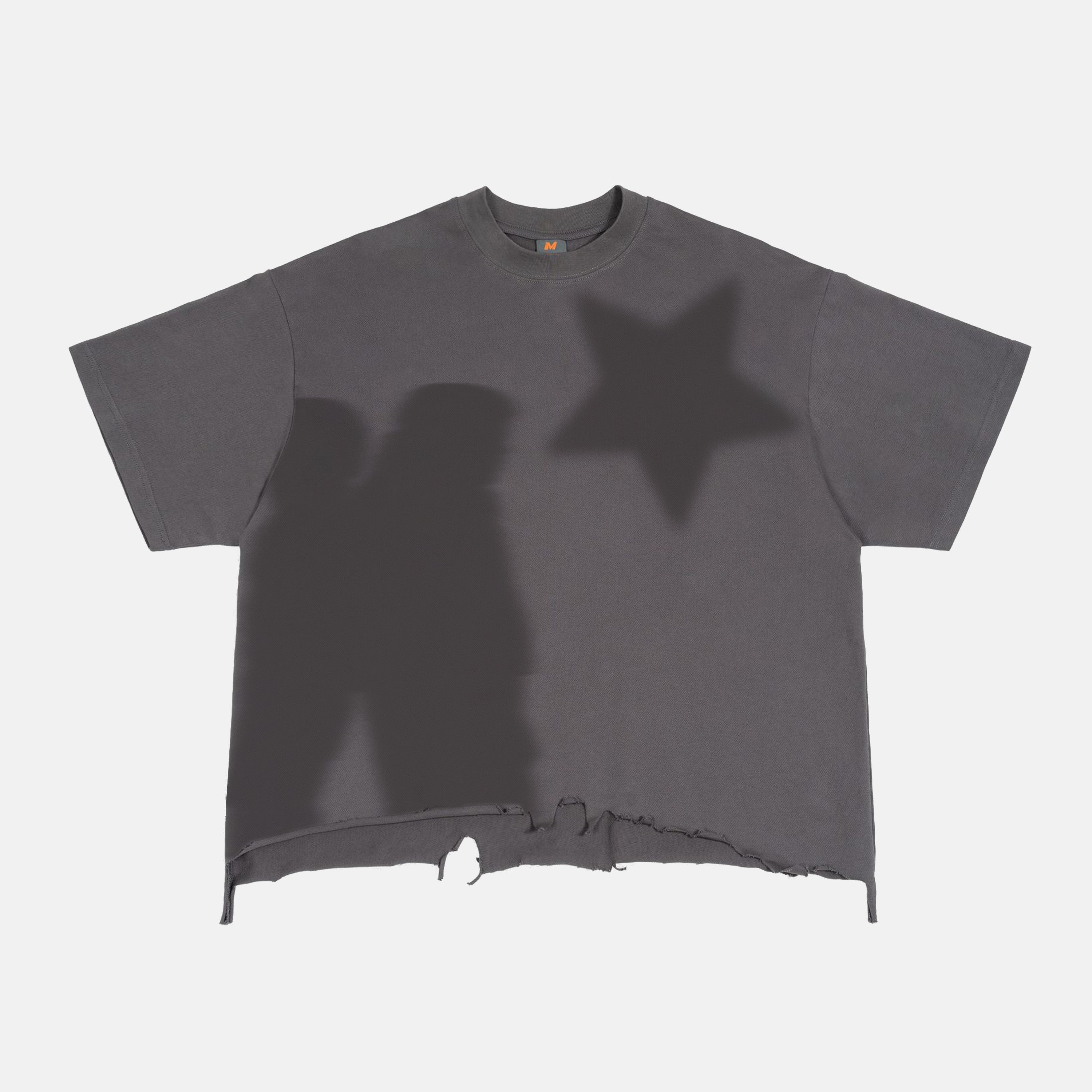 Street Y2k Virtual Shadow Graphic Crop Ripped T-shirt