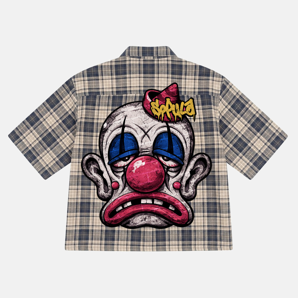 Graffiti Clown Head Graphic Plaid Jacket Shirt