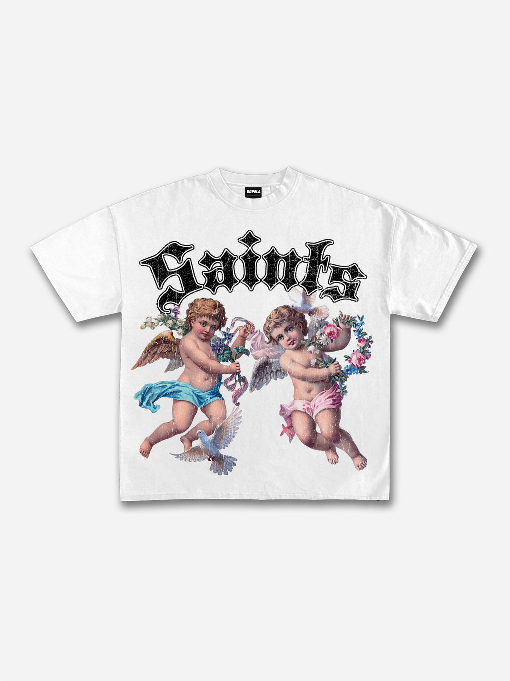 Saints Floral Angel Graphic Cotton T-shirt