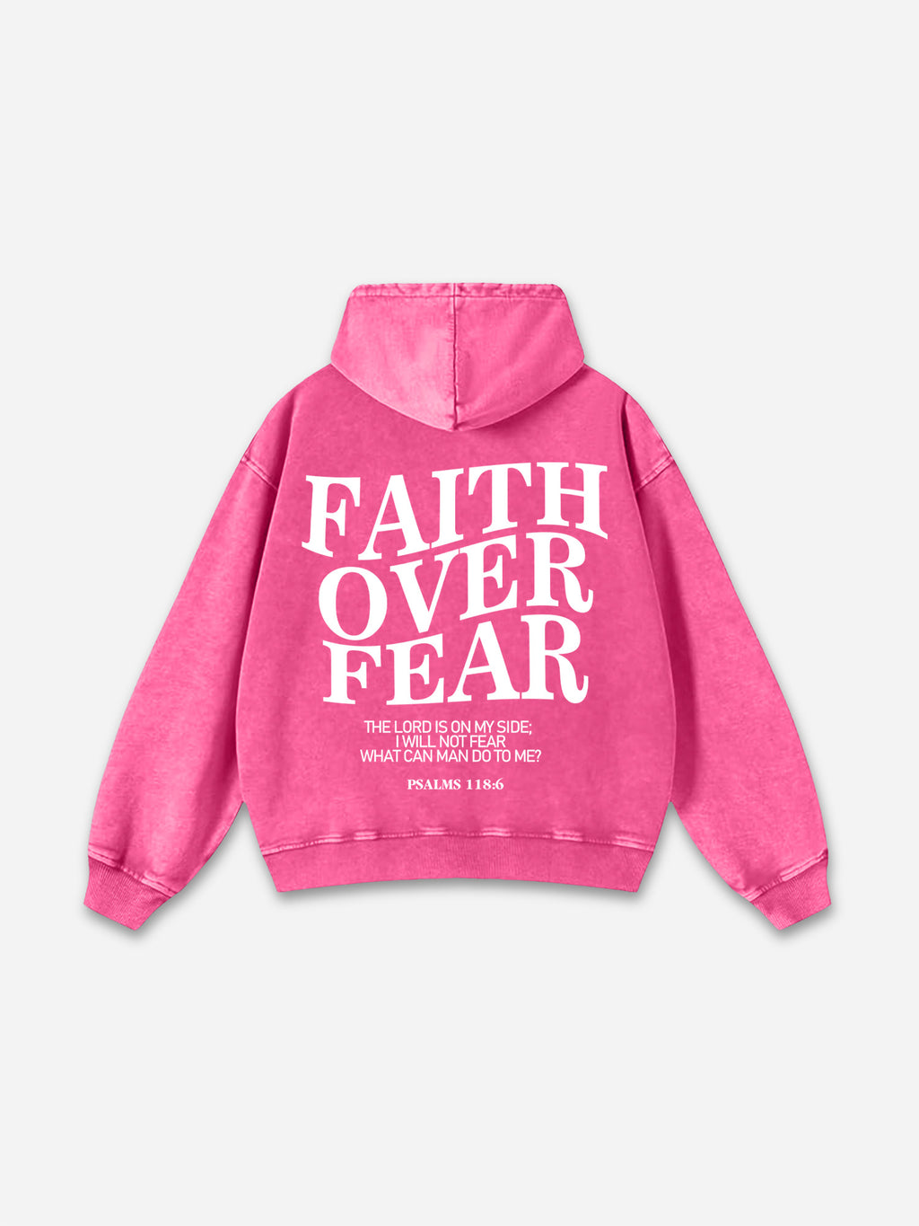 Vintage Faith Over Fear Graphic Acid Washed Oversized Hoodie