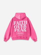 Vintage Faith Over Fear Graphic Acid Washed Oversized Hoodie