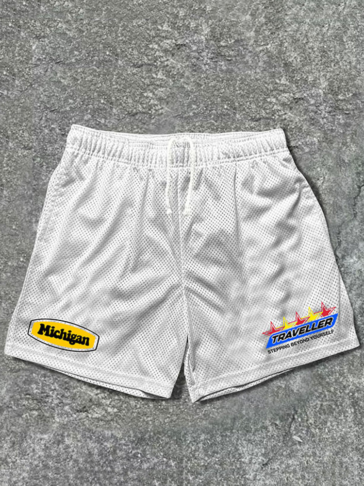 Casual Michigan Traveler Mesh Drawstring Shorts