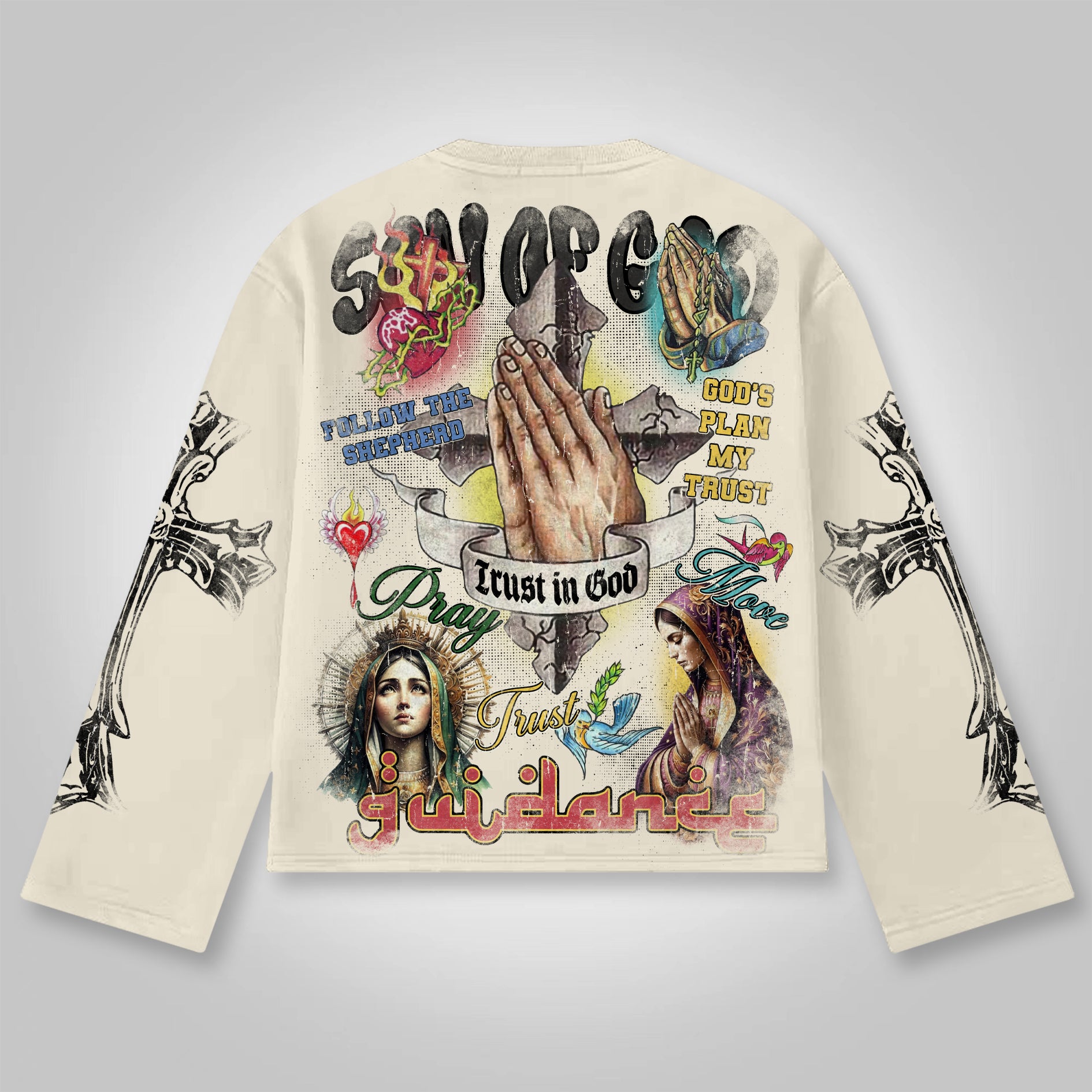Son Of God Vintage Collage Graphics Long Sleeve T-shirt