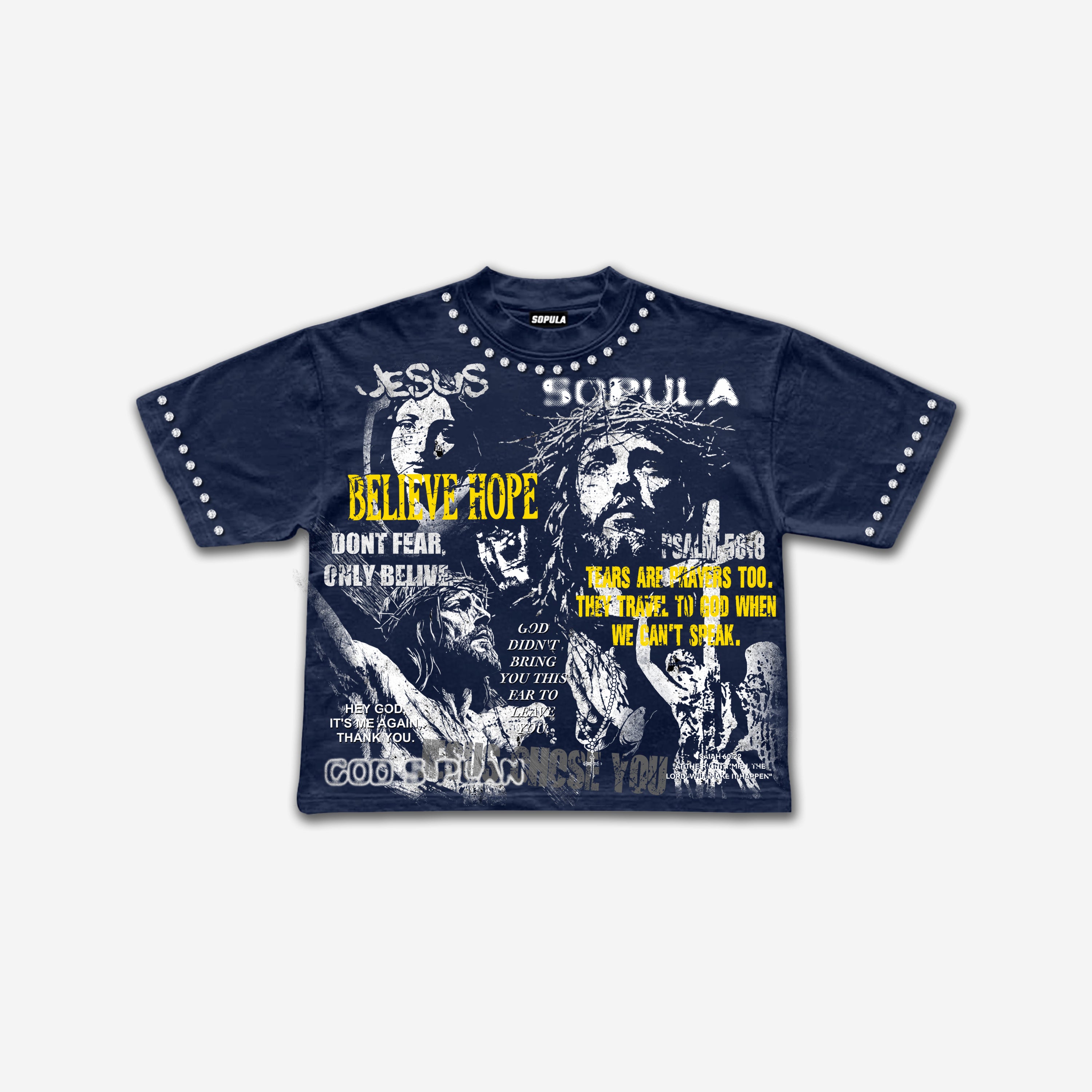 Jesus And The Bible Vintage Graphic Rhinestone Cropped T-shirt