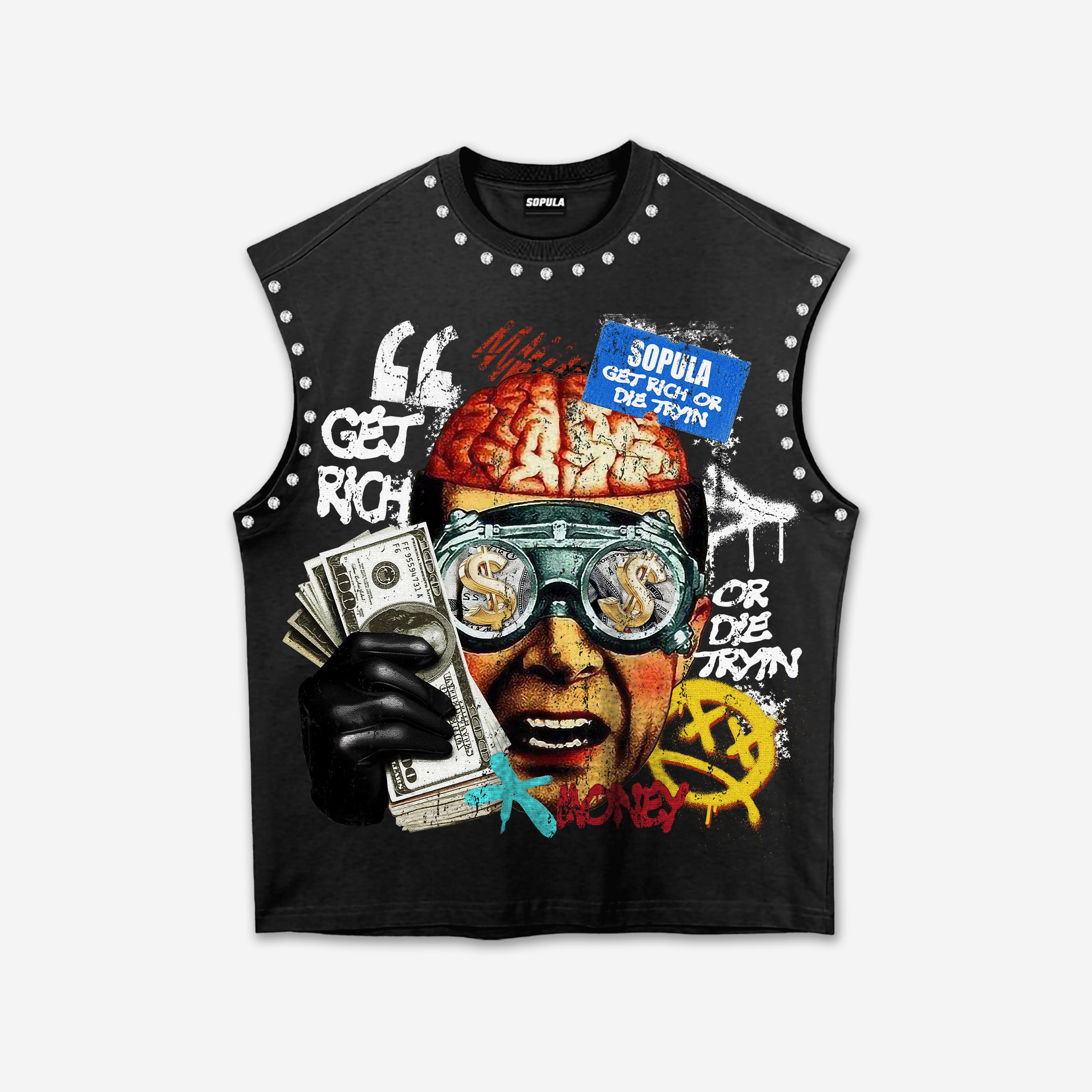 Get Rich Money Portrait Street Graphic Tank Top
