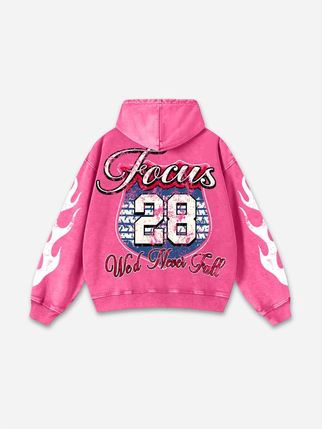 No. 28 Racing Elements Vintage Prints Graphic Acid Wash Hoodie