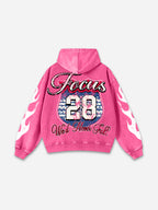 No. 28 Racing Elements Vintage Prints Graphic Acid Wash Hoodie