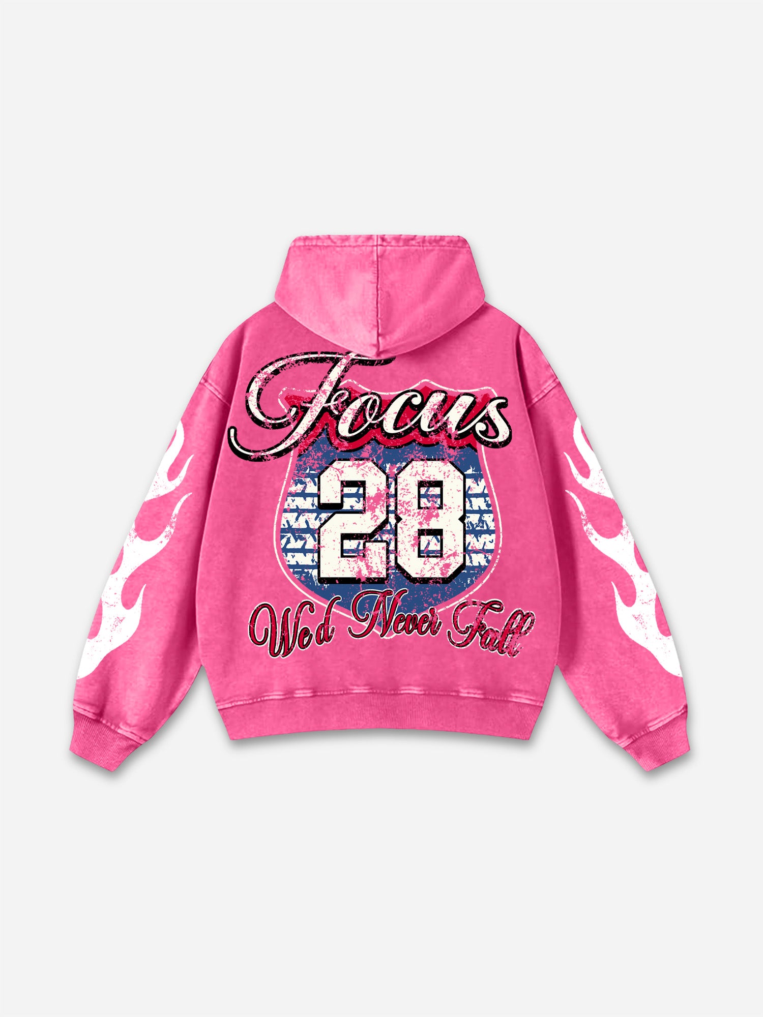 No. 28 Racing Elements Vintage Prints Graphic Acid Wash Hoodie