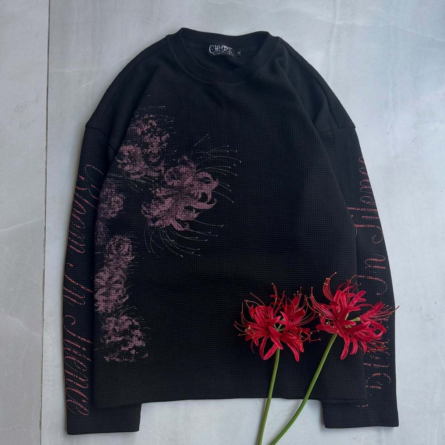 Tokyo Waffle Floral Print Long-sleeved T-shirt