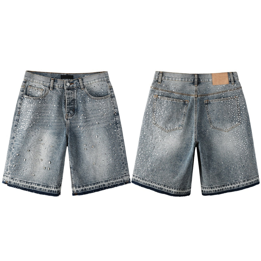 Y2k Trendy Rhinestone Loose Denim Shorts