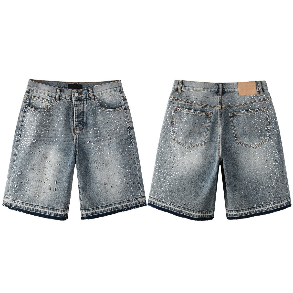 Y2k Trendy Rhinestone Loose Denim Shorts
