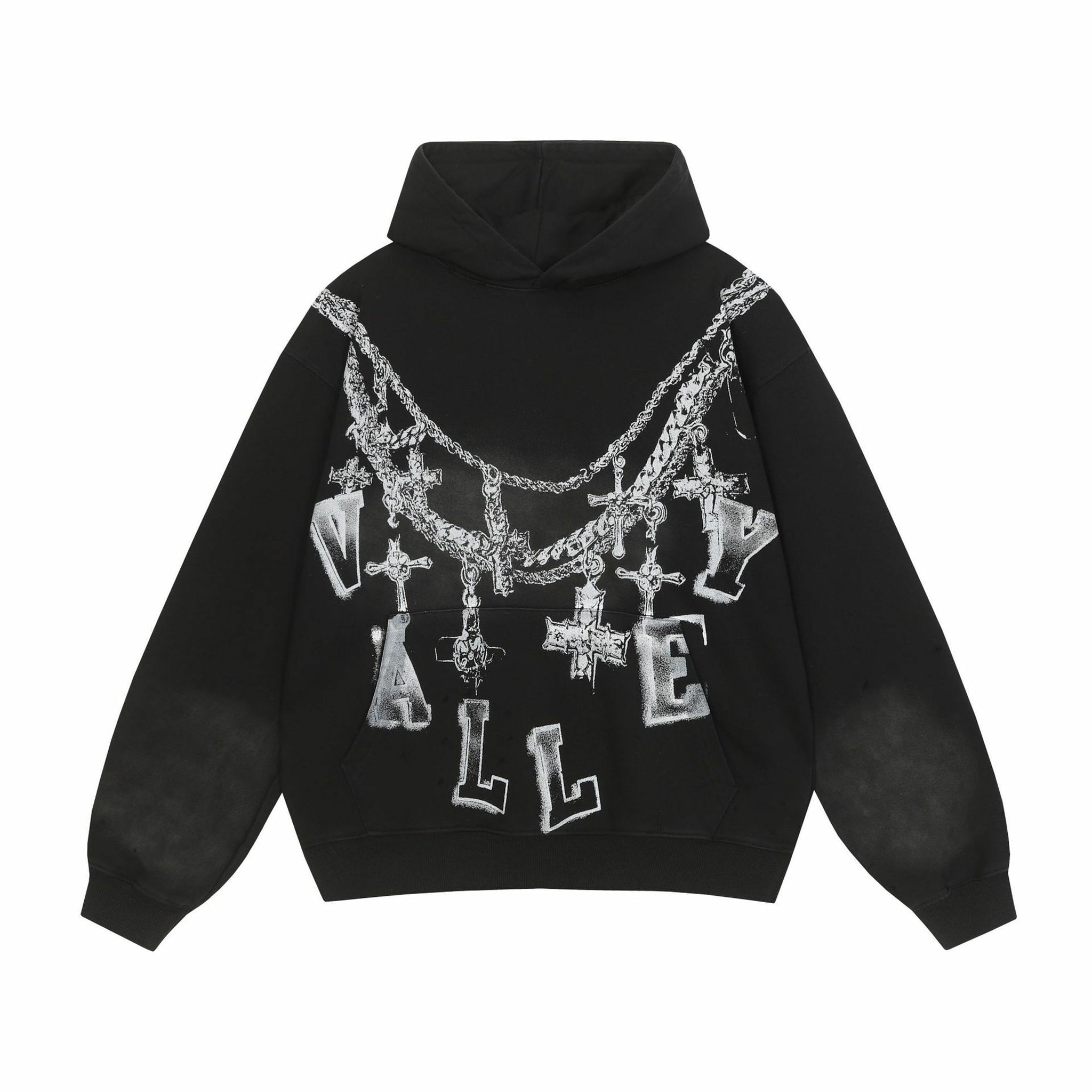 Retro Hip-hop Valley Trendy Letter Necklace Printed Pocket Hoodie