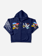 Street Ny Vintage Badge Spider Web Graphic Zip-up Hoodie