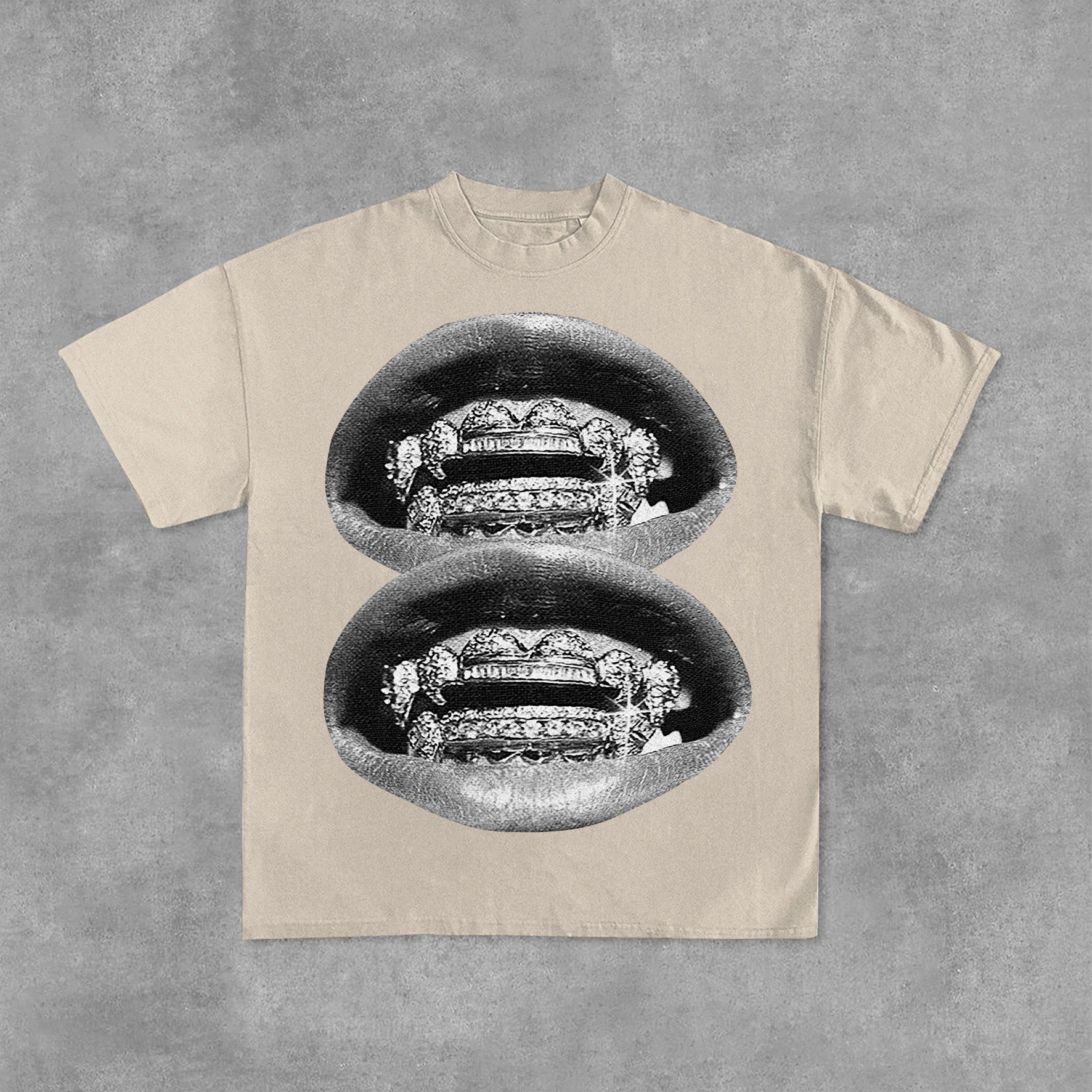 Personalized Lip Graphic Print Casual Cotton T-Shirt