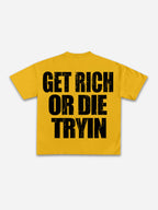 Vintage Get Rich Money Portrait Print Cotton T-shirt