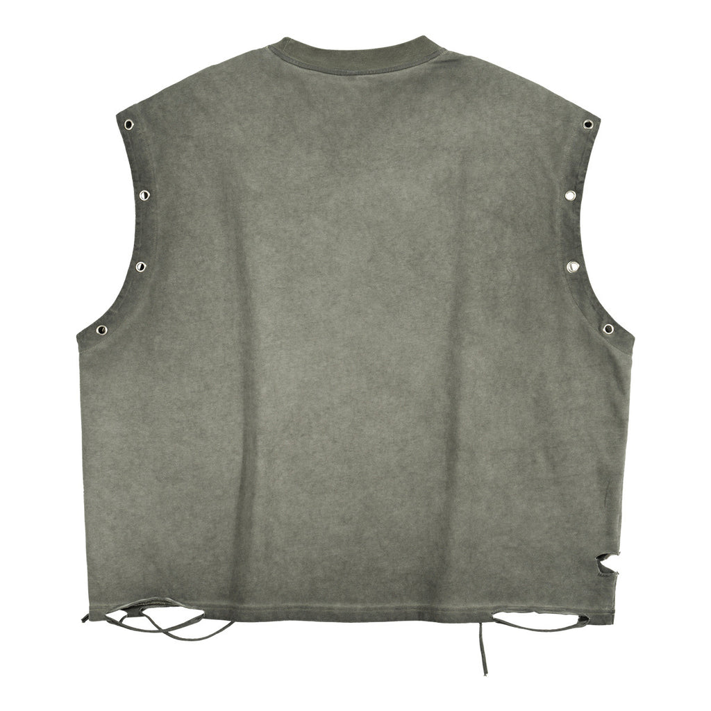 Retro Hip-hop Angel Heart Pattern Frayed Vest Tank Top