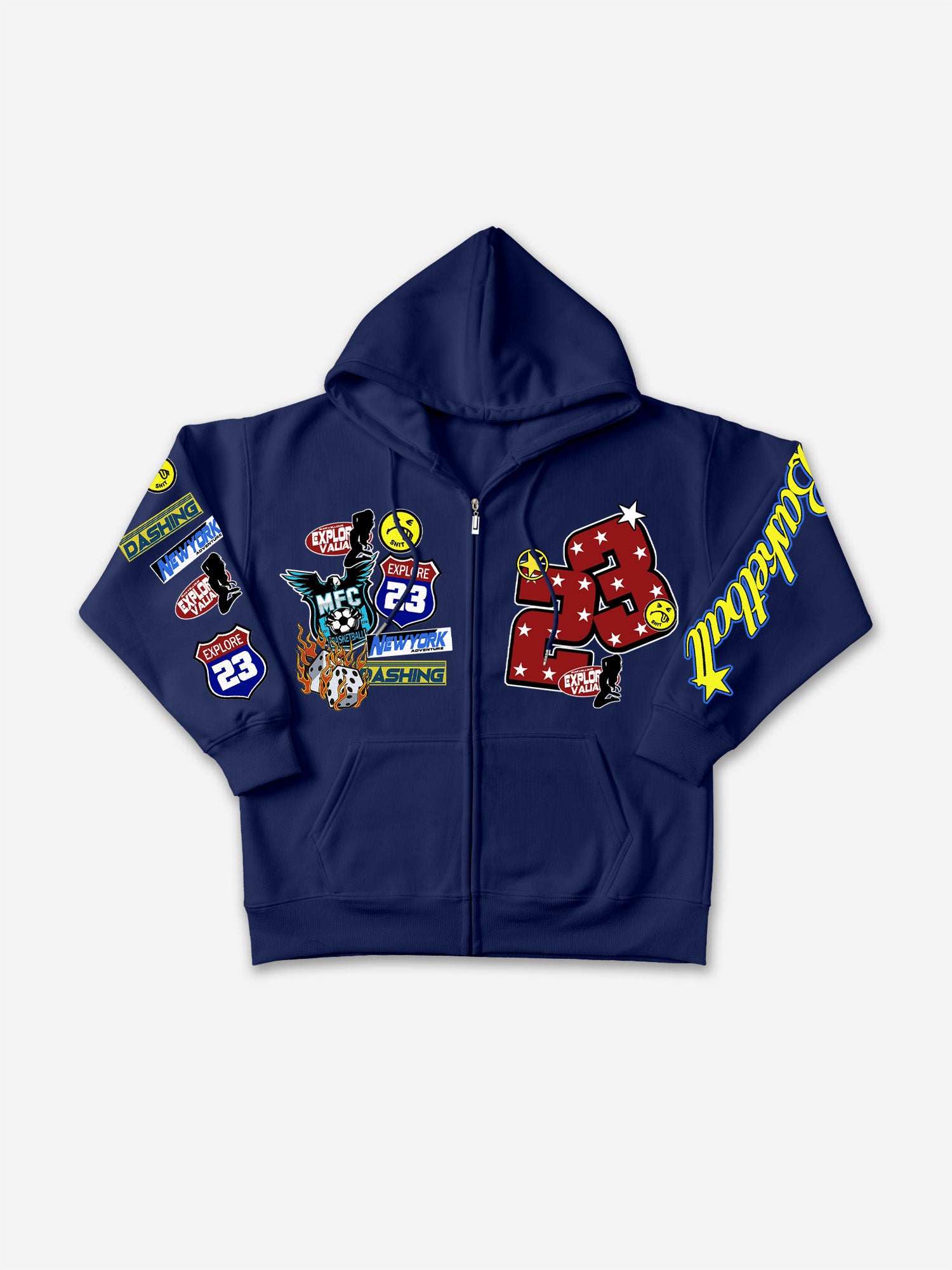 Vintage Fun Badge No 23 Graphic Zip-up Hoodie