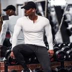 Men's Sports Fitness Stretch Long-sleeve Polo T-shirt