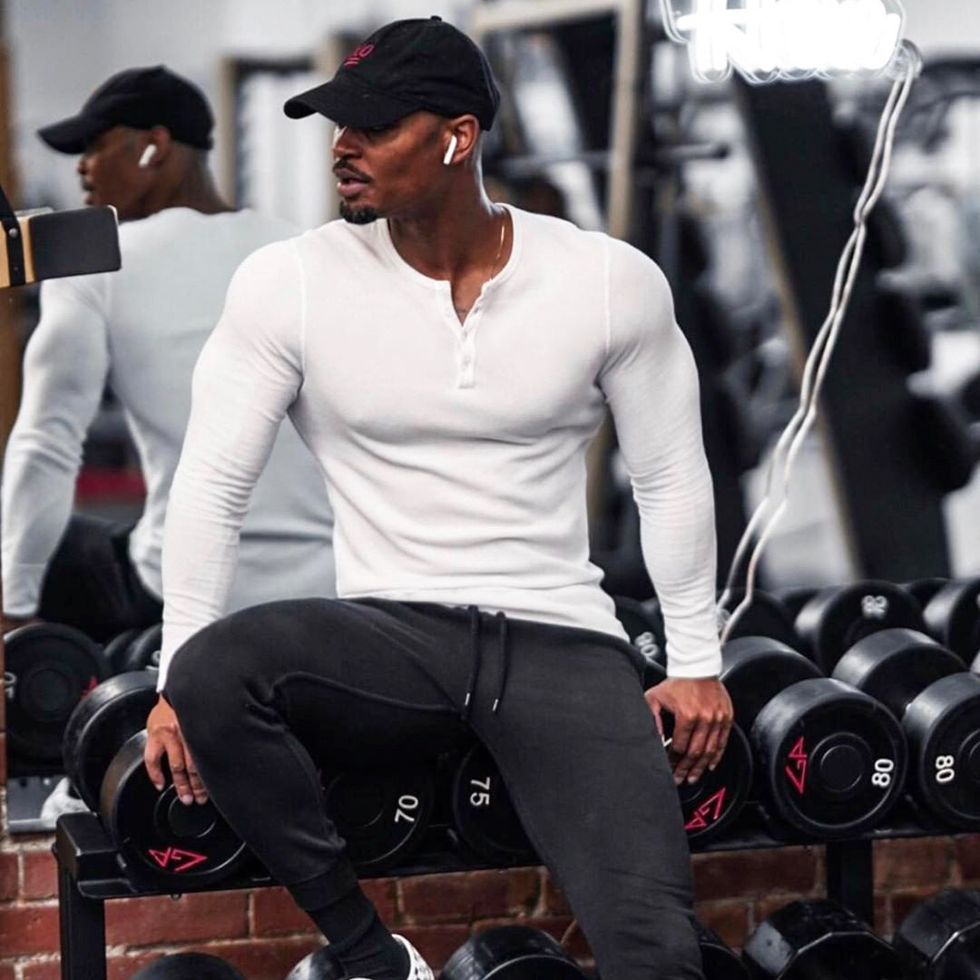 Men's Sports Fitness Stretch Long-sleeve Polo T-shirt