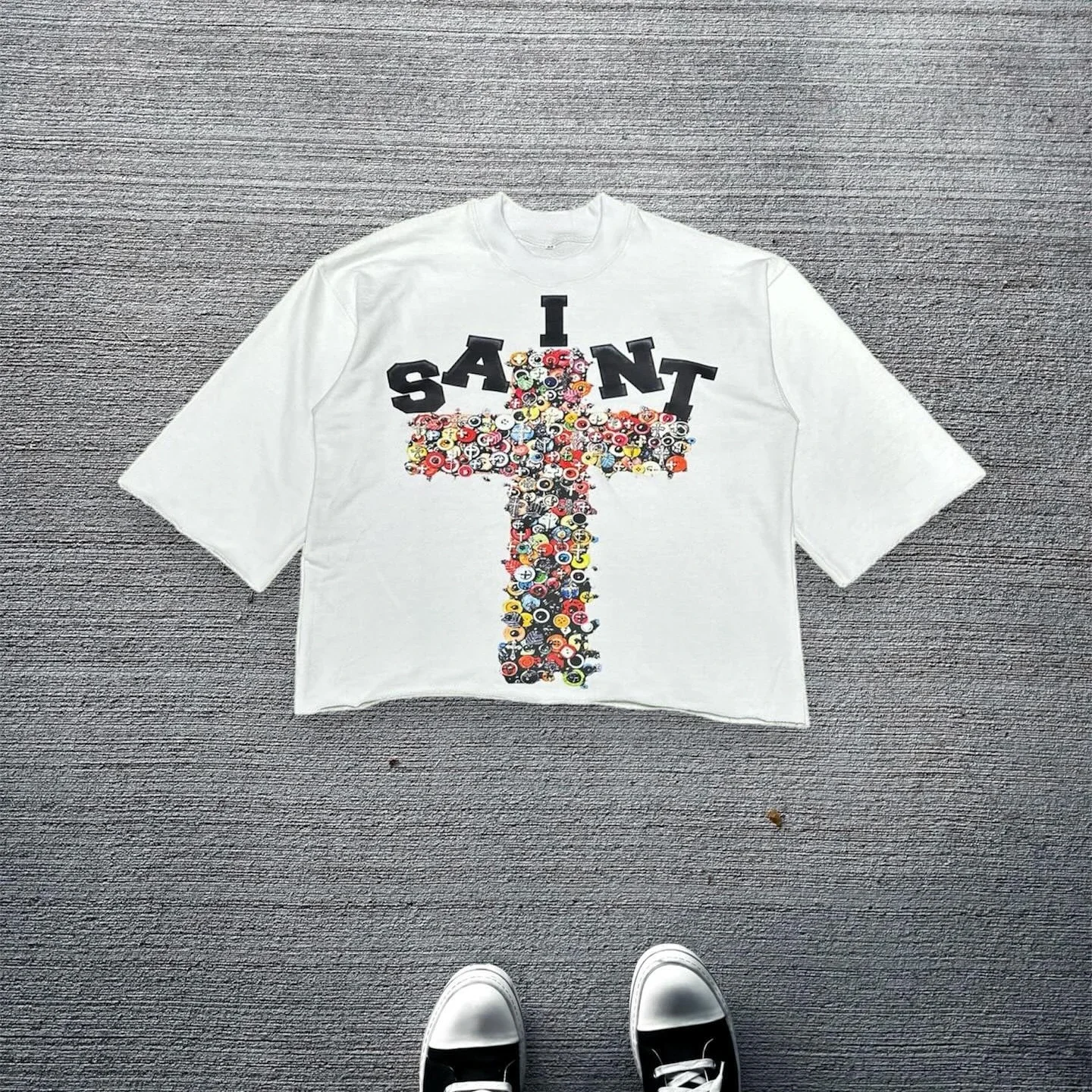 Vintage  Saint Cross Art Graphic 100% Cotton T-Shirt