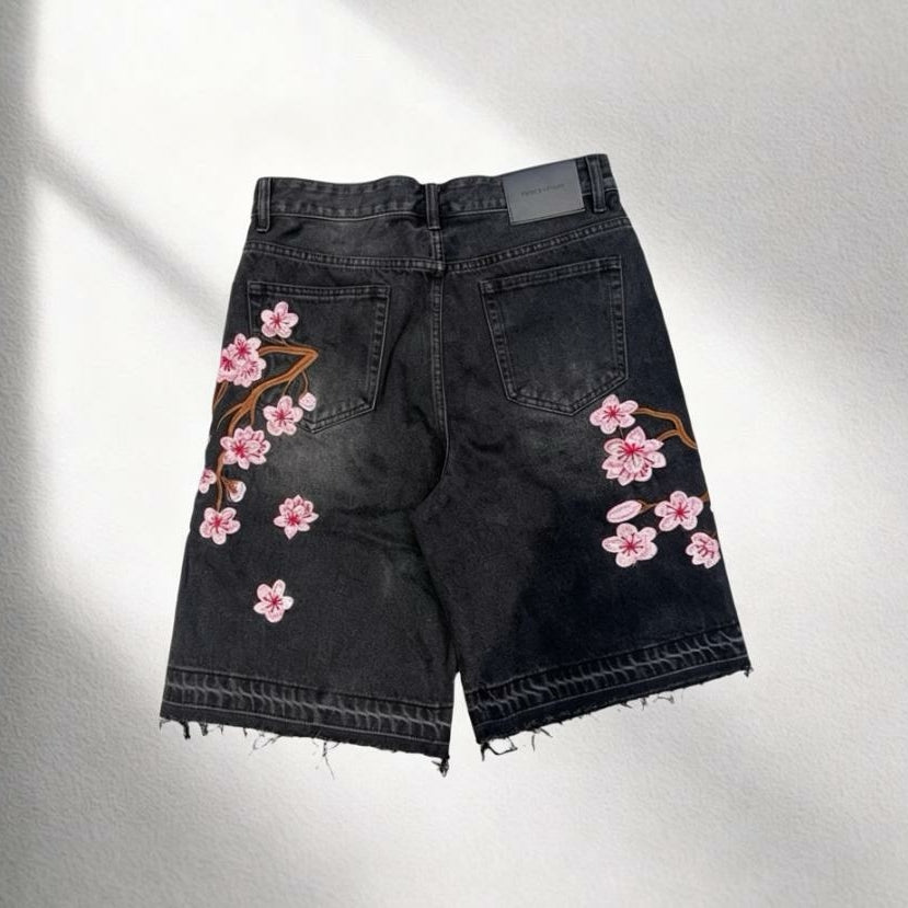Retro Japanese Floral  Loose Shorts  Jorts