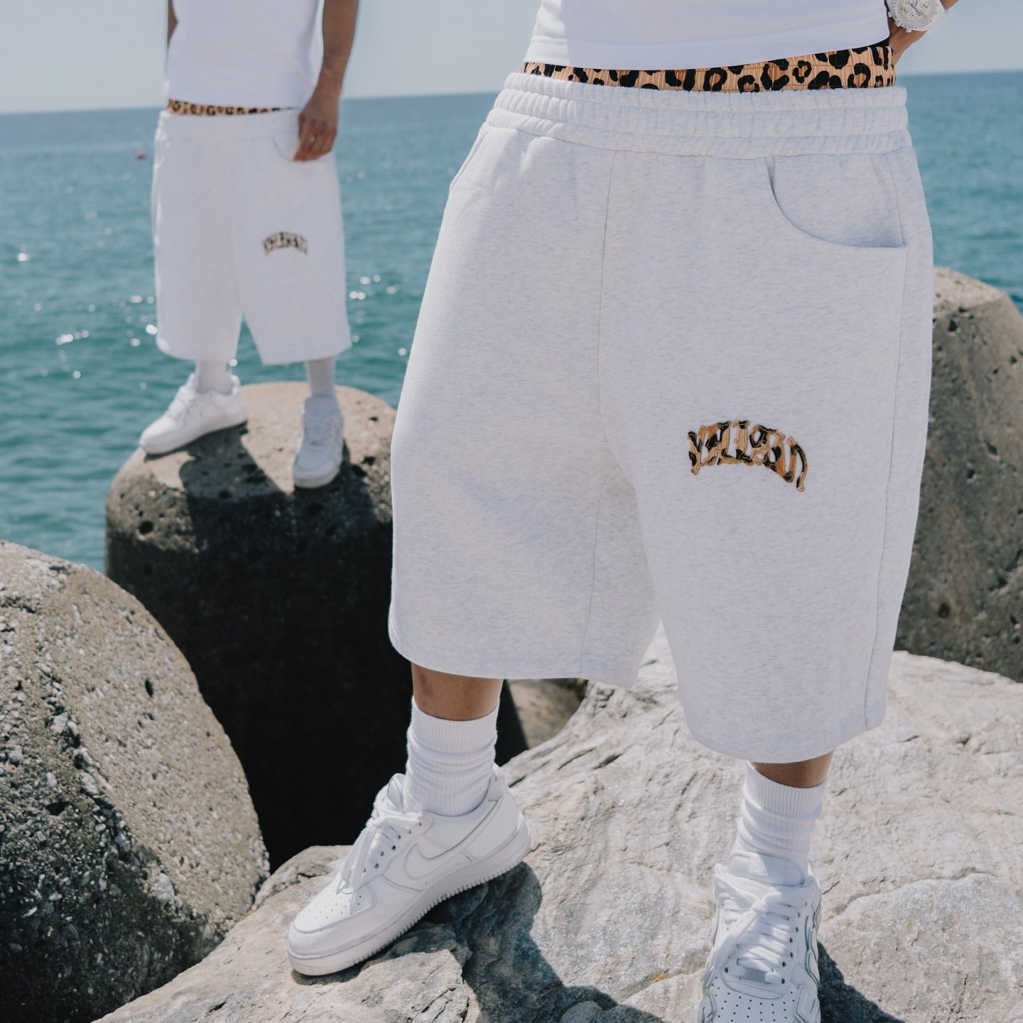 Fashion Leopard Print Letter Embroidered T-shirt And Shorts Two-piece Set