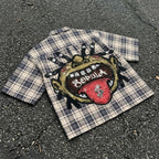 Hip Hop Vintage Street Style Boy Graphic Plaid Jacket Shirt